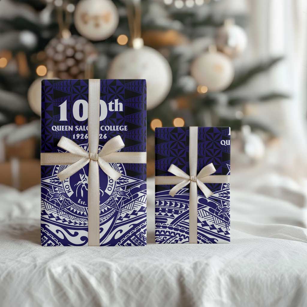 Tonga Queen Salote College 100th Years Wrapping Paper Blue Tonga Kupesi Uniquely Pacific Art LT9 - Polynesian Pride