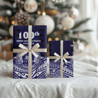 Tonga Queen Salote College 100th Years Wrapping Paper Blue Tonga Kupesi Uniquely Pacific Art LT9 - Polynesian Pride