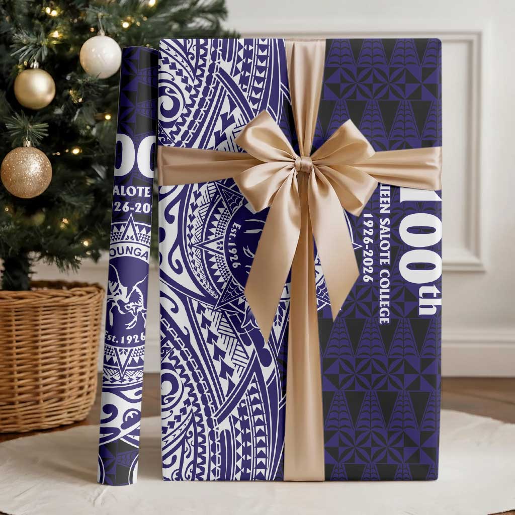 Tonga Queen Salote College 100th Years Wrapping Paper Blue Tonga Kupesi Uniquely Pacific Art LT9 - Polynesian Pride