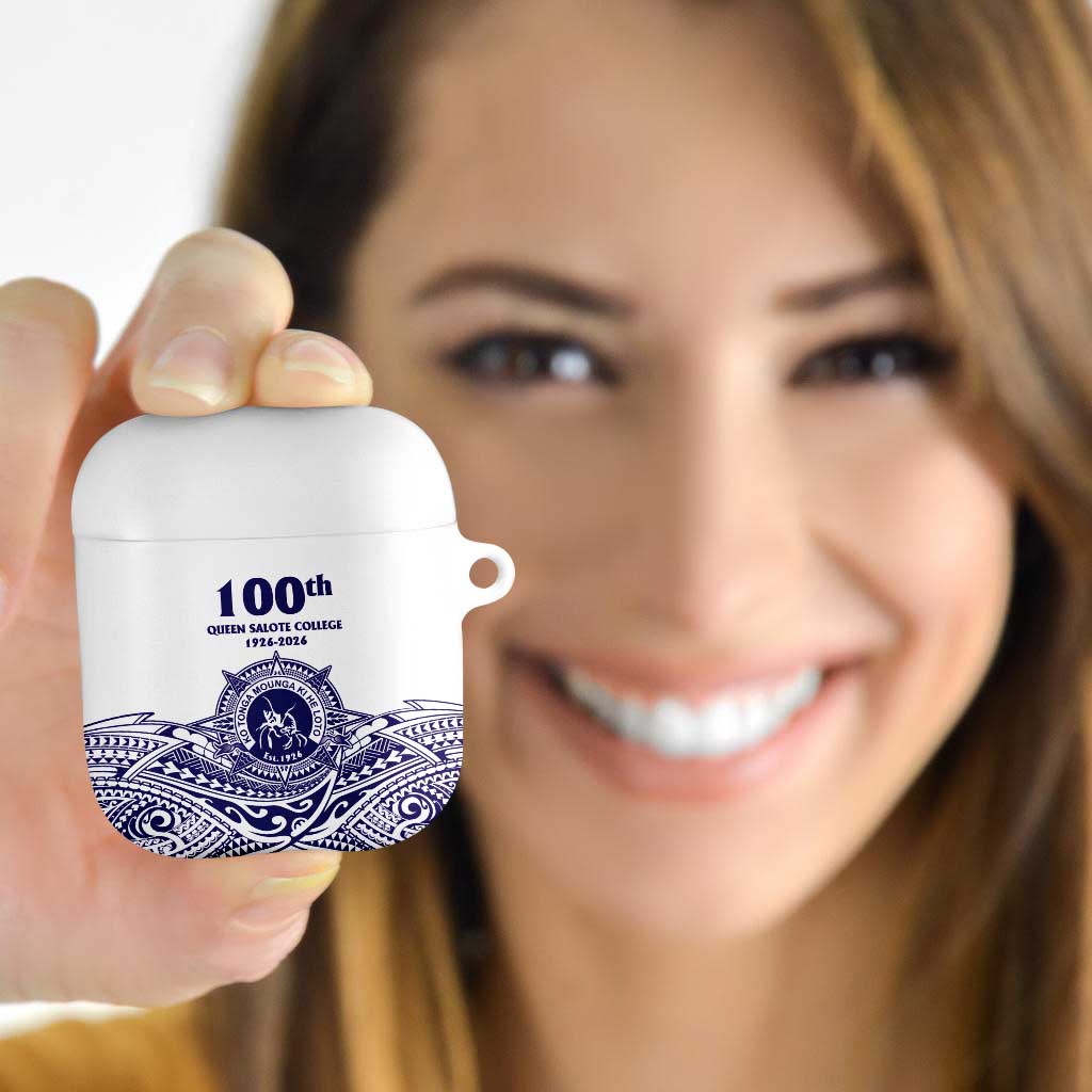 Tonga Queen Salote College 100th Years AirPods Case White Tonga Kupesi Uniquely Pacific Art - Polynesian Pride