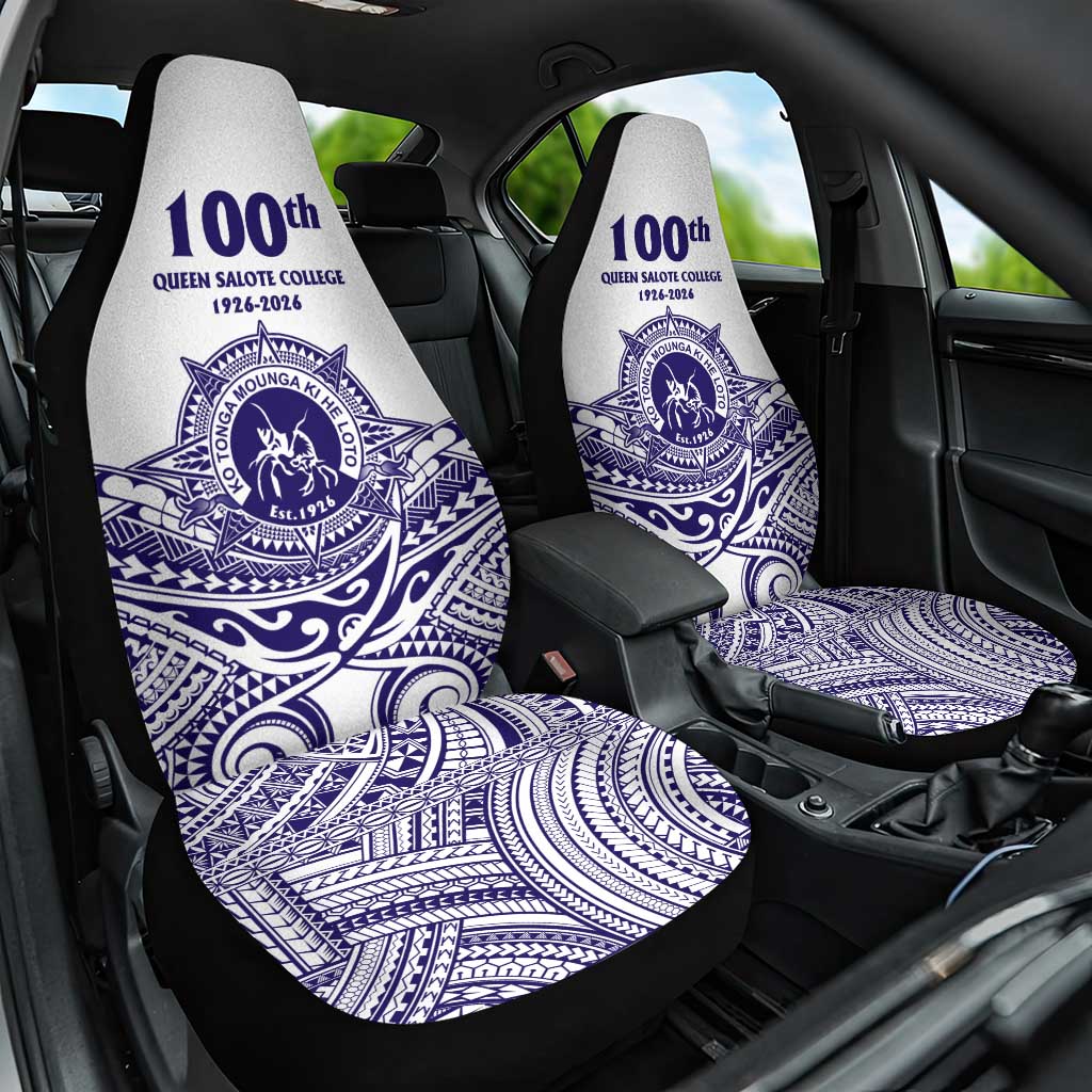 Tonga Queen Salote College 100th Years Car Seat Cover White Tonga Kupesi Uniquely Pacific Art - Polynesian Pride