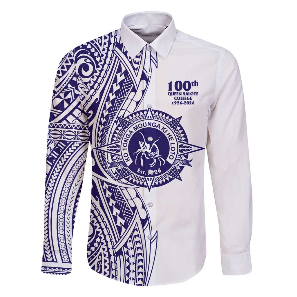 Tonga Queen Salote College 100th Years Family Matching Mermaid Dress and Hawaiian Shirt White Tonga Kupesi Uniquely Pacific Art LT9 Dad's Shirt - Long Sleeve White - Polynesian Pride