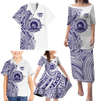 Tonga Queen Salote College 100th Years Family Matching Puletasi and Hawaiian Shirt White Tonga Kupesi Uniquely Pacific Art LT9 - Polynesian Pride