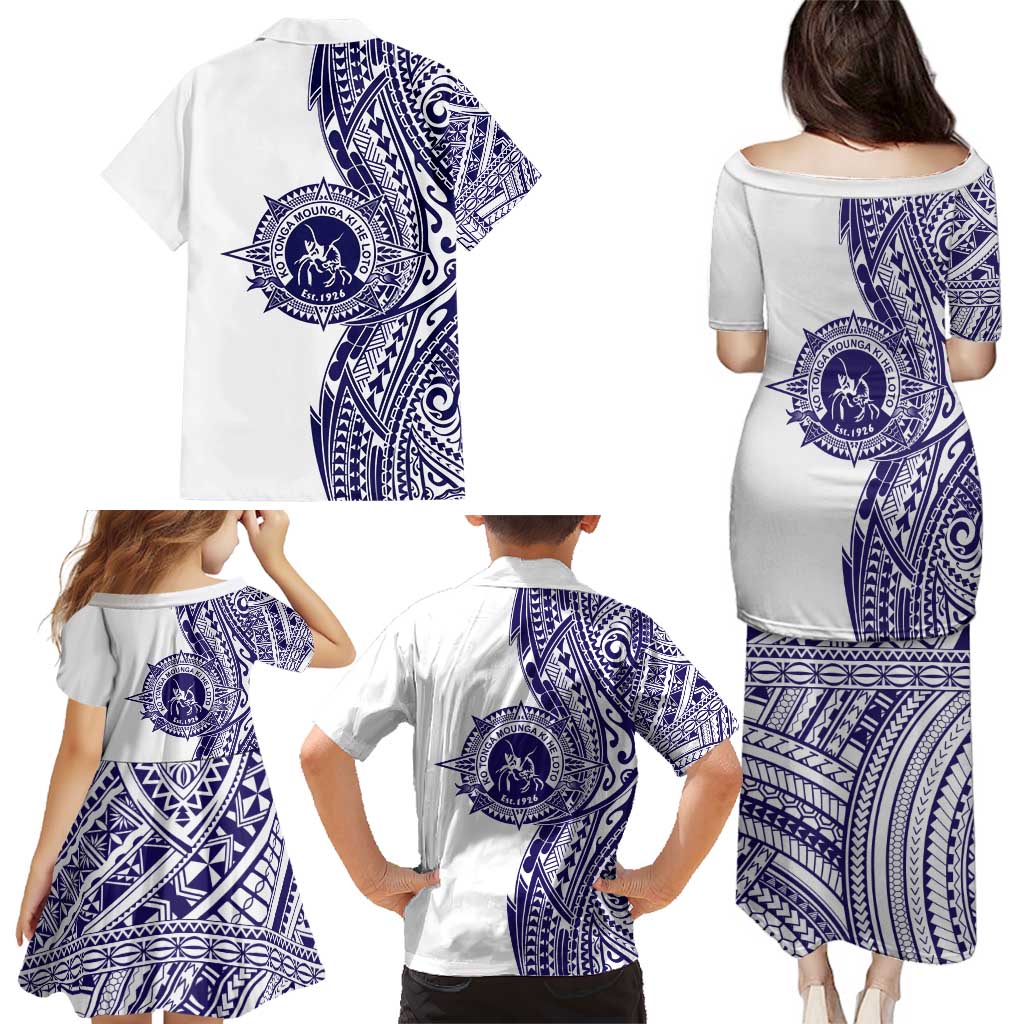 Tonga Queen Salote College 100th Years Family Matching Puletasi and Hawaiian Shirt White Tonga Kupesi Uniquely Pacific Art LT9 - Polynesian Pride