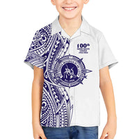 Tonga Queen Salote College 100th Years Family Matching Summer Maxi Dress and Hawaiian Shirt White Tonga Kupesi Uniquely Pacific Art LT9 Son's Shirt White - Polynesian Pride