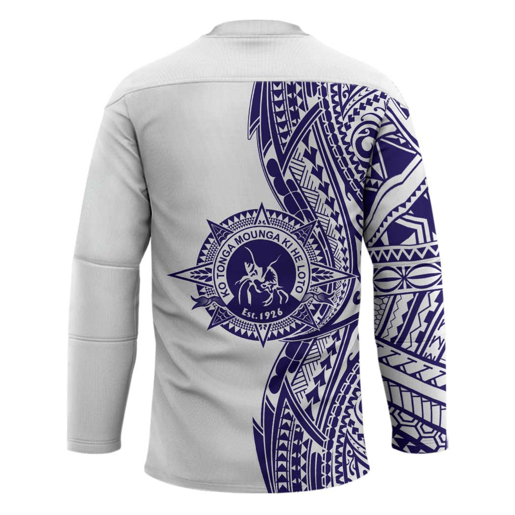 Tonga Queen Salote College 100th Years Hockey Jersey White Tonga Kupesi Uniquely Pacific Art - Polynesian Pride