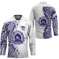 Tonga Queen Salote College 100th Years Hockey Jersey White Tonga Kupesi Uniquely Pacific Art - Polynesian Pride