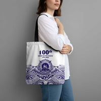 Tonga Queen Salote College 100th Years Tote Bag White Tonga Kupesi Uniquely Pacific Art LT9 - Polynesian Pride