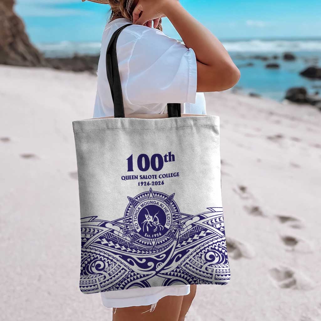 Tonga Queen Salote College 100th Years Tote Bag White Tonga Kupesi Uniquely Pacific Art LT9 - Polynesian Pride