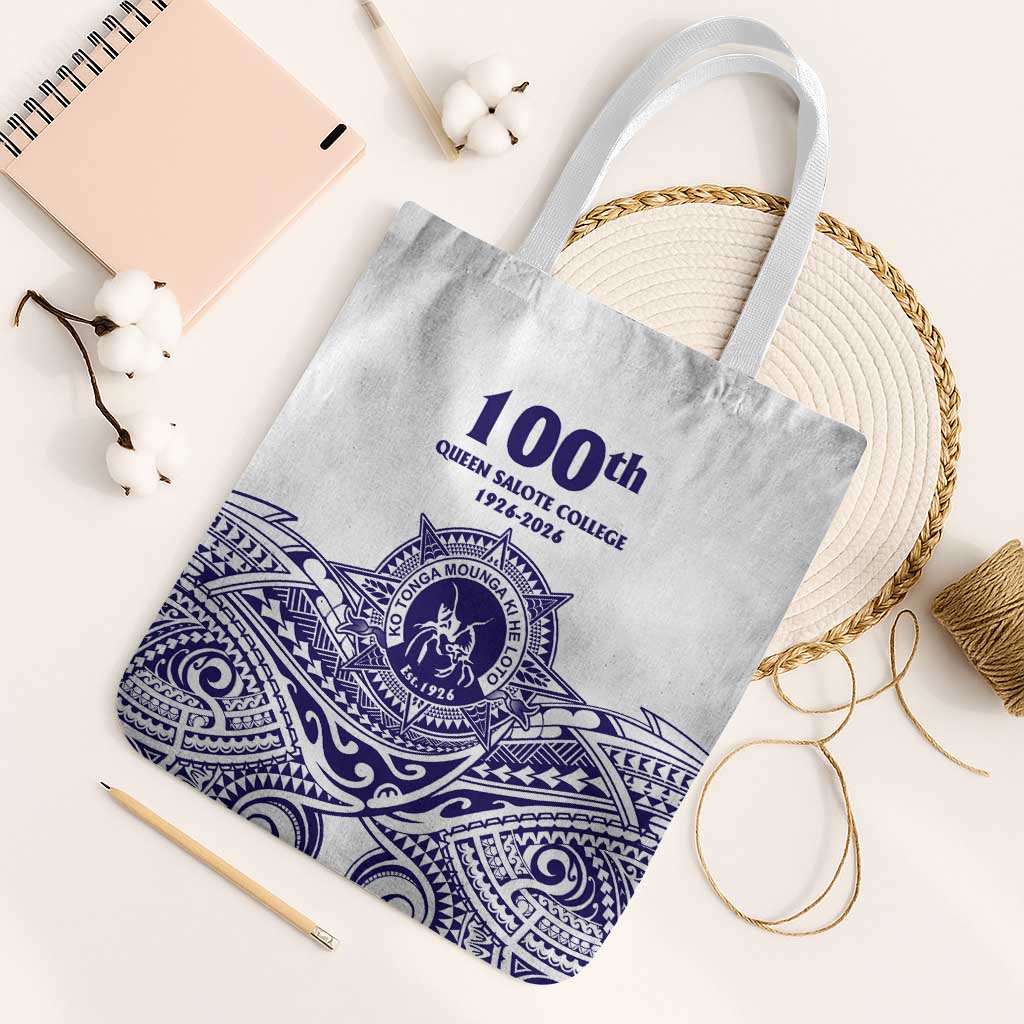 Tonga Queen Salote College 100th Years Tote Bag White Tonga Kupesi Uniquely Pacific Art LT9 White Strap One Size White - Polynesian Pride