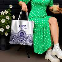 Tonga Queen Salote College 100th Years Tote Bag White Tonga Kupesi Uniquely Pacific Art LT9 - Polynesian Pride