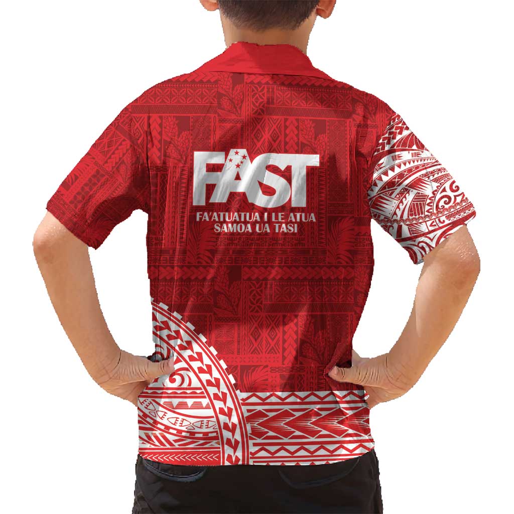 Samoa FAST Family Matching Off Shoulder Short Dress and Hawaiian Shirt Samoan Motif Patterns - Polynesian Pride