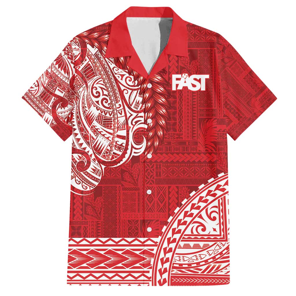 Samoa FAST Family Matching Off Shoulder Short Dress and Hawaiian Shirt Samoan Motif Patterns - Polynesian Pride