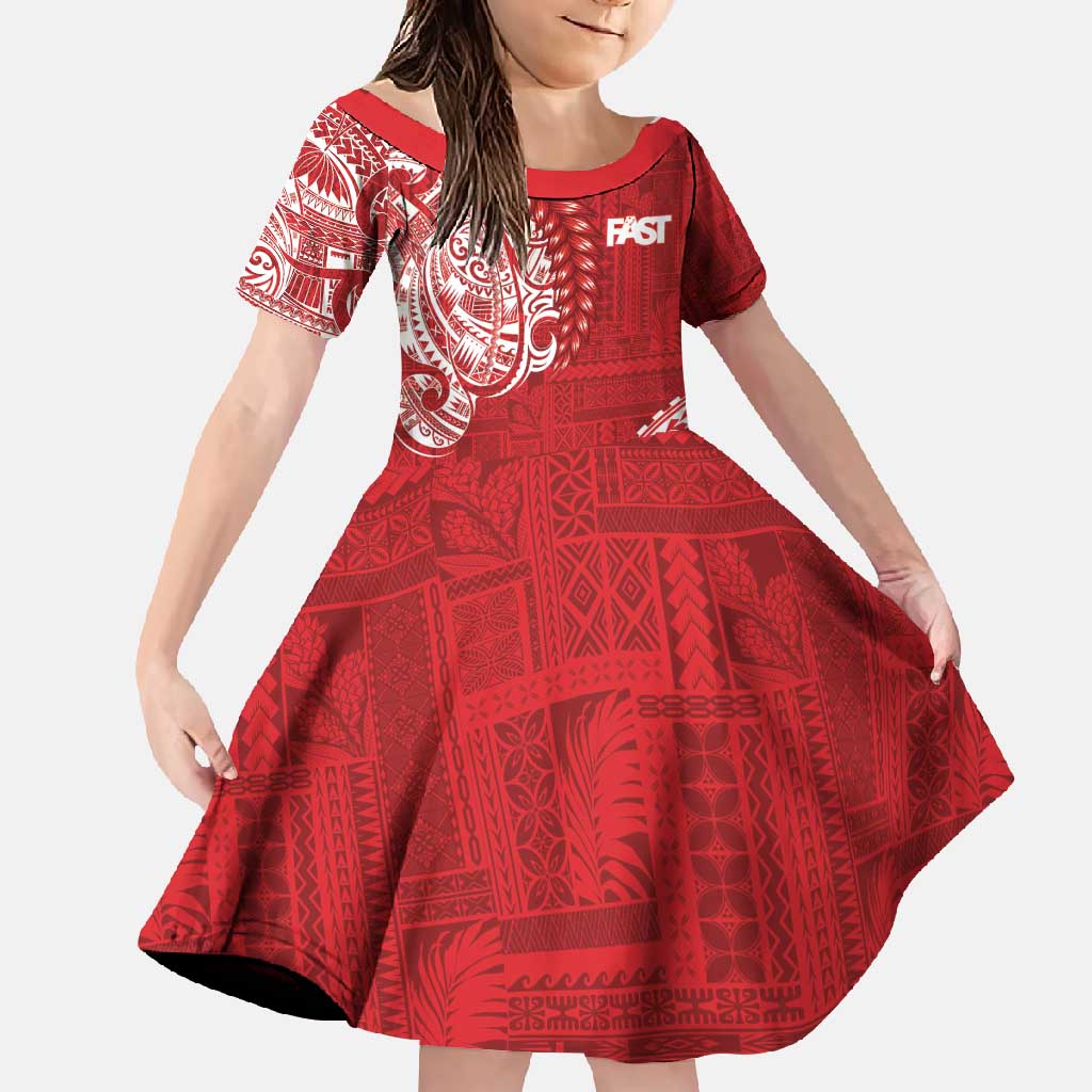 Samoa FAST Family Matching Short Sleeve Bodycon Dress and Hawaiian Shirt Samoan Motif Patterns - Polynesian Pride