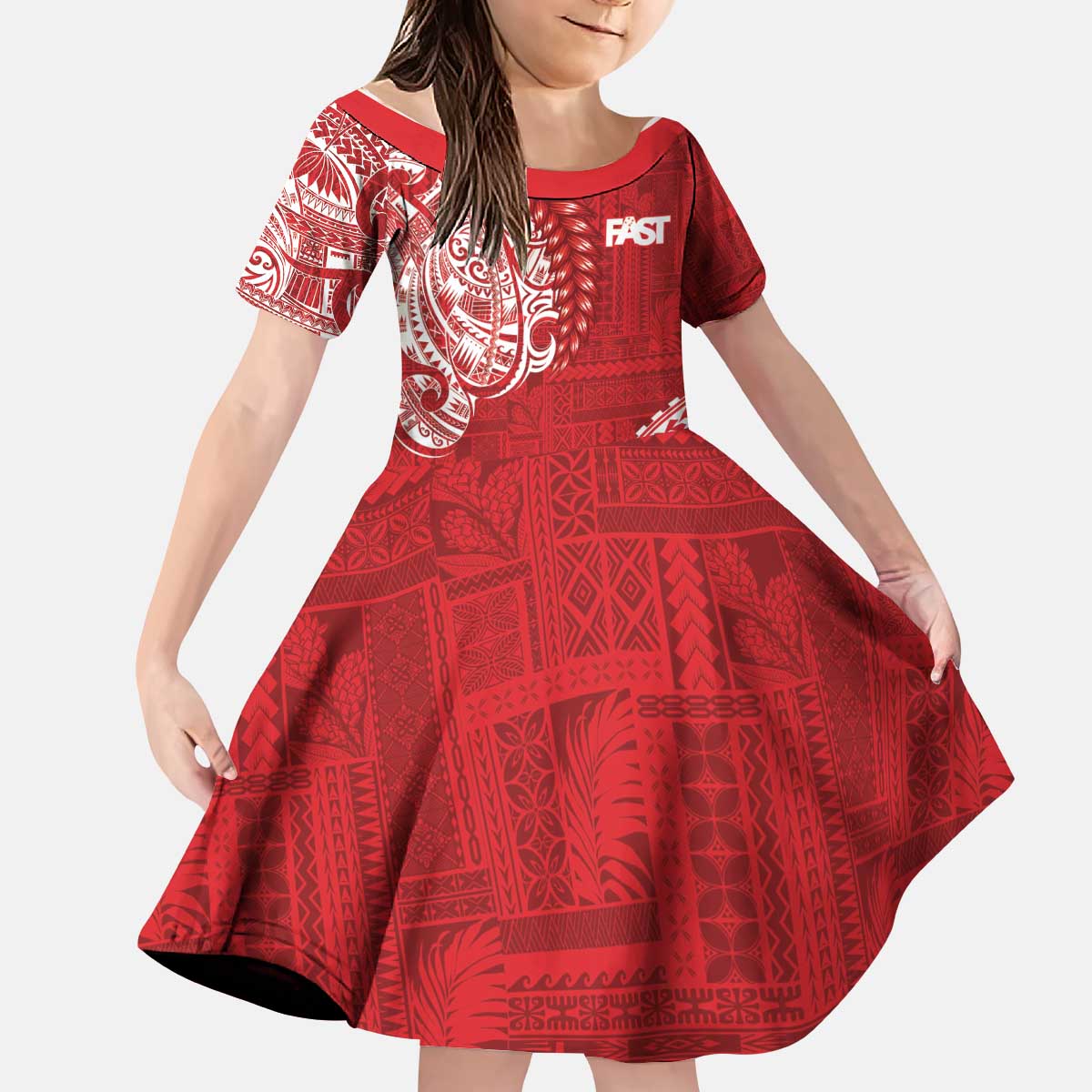 Samoa FAST Kid Short Sleeve Dress Samoan Motif Patterns - Polynesian Pride