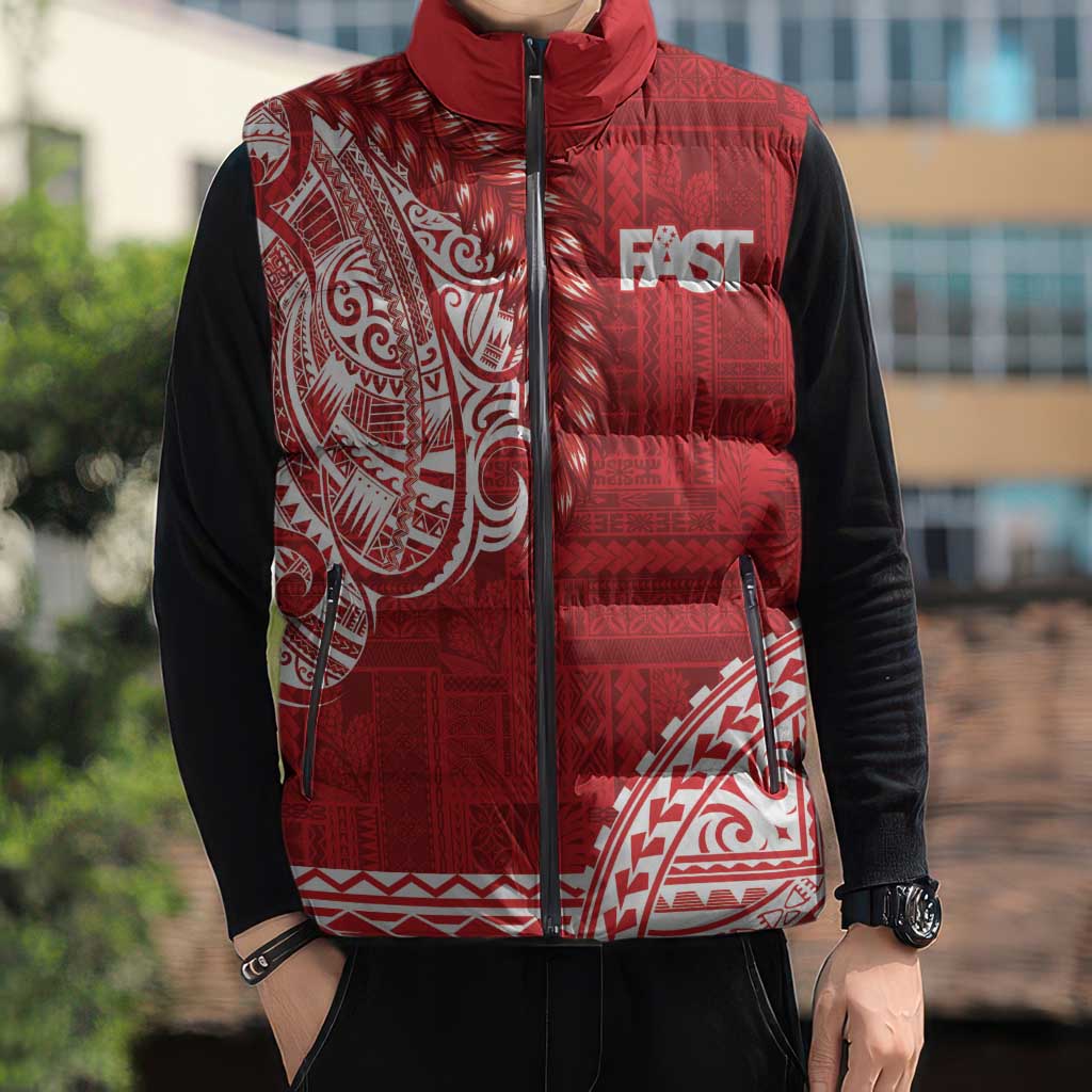 Samoa FAST Sleeveless Puffer Jacket Samoan Motif Patterns - Polynesian Pride