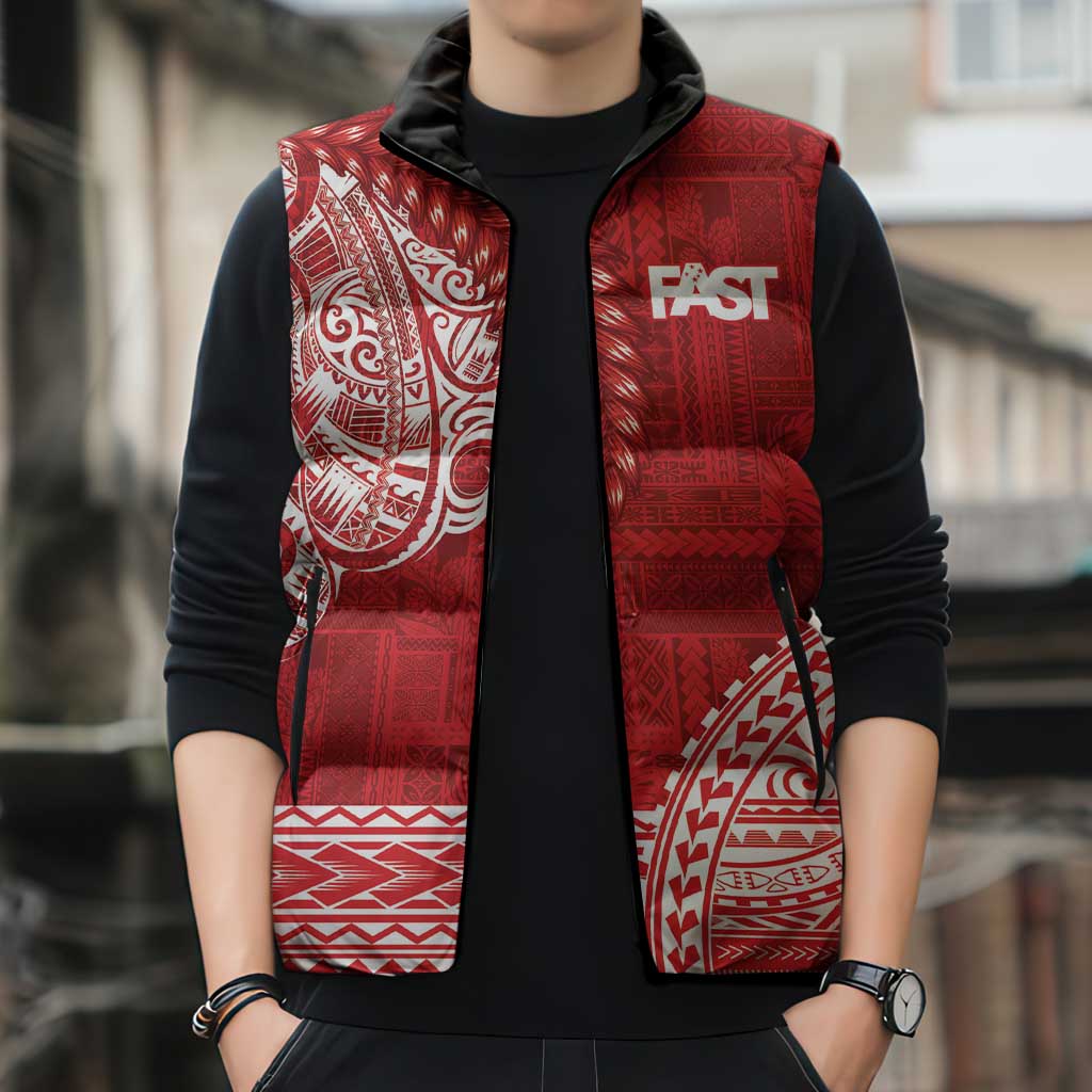 Samoa FAST Sleeveless Puffer Jacket Samoan Motif Patterns - Polynesian Pride