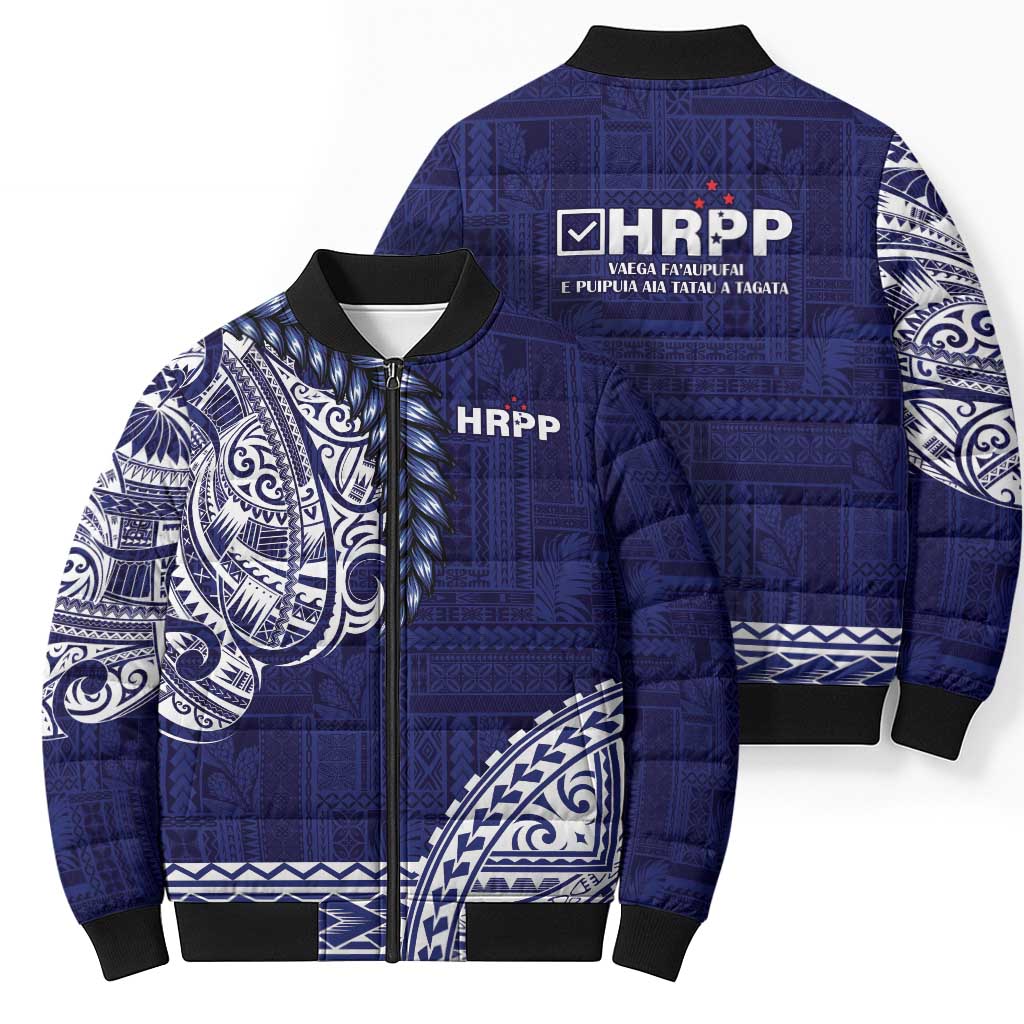 Samoa HRPP Bomber Puffer Jacket Samoan Motif Patterns - Polynesian Pride