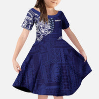 Samoa HRPP Family Matching Off The Shoulder Long Sleeve Dress and Hawaiian Shirt Samoan Motif Patterns - Polynesian Pride