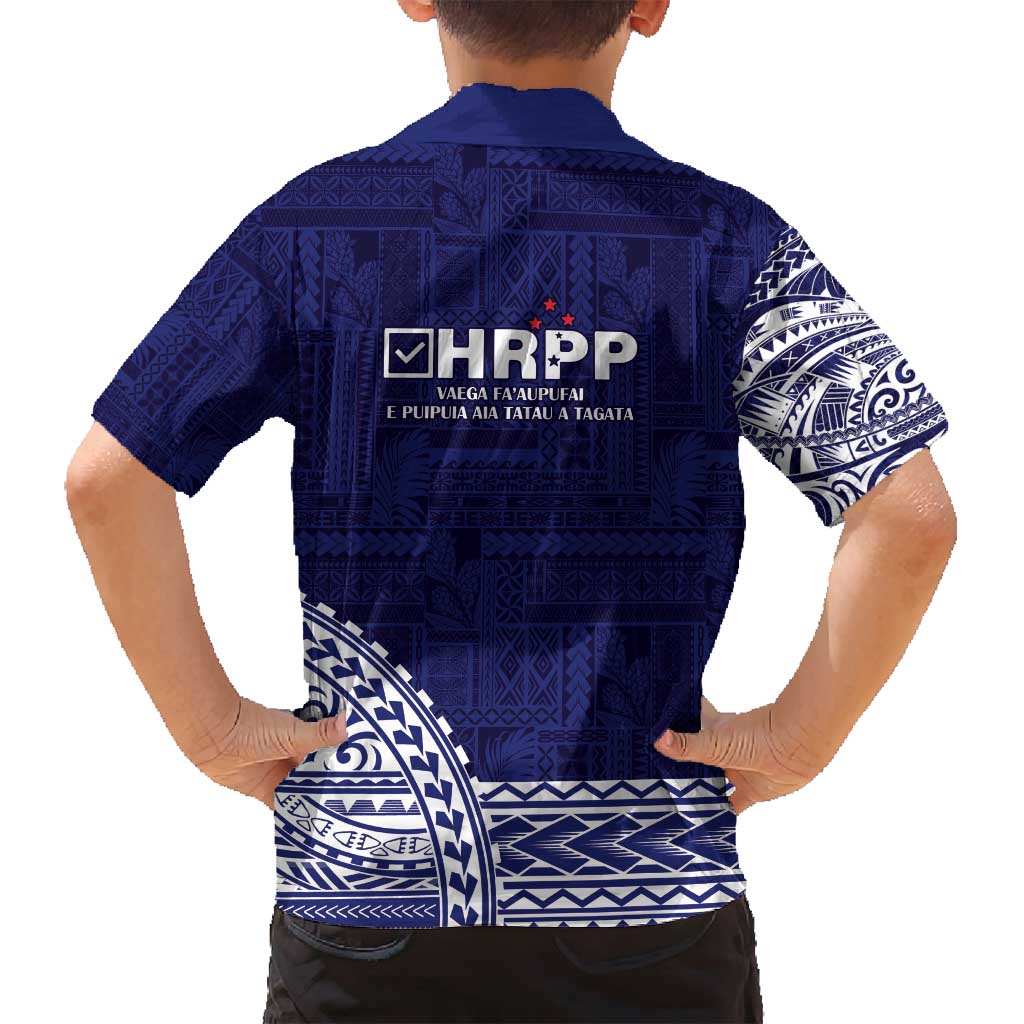 Samoa HRPP Family Matching Off Shoulder Maxi Dress and Hawaiian Shirt Samoan Motif Patterns - Polynesian Pride