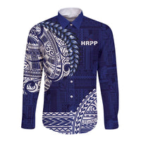 Samoa HRPP Long Sleeve Button Shirt Samoan Motif Patterns - Polynesian Pride
