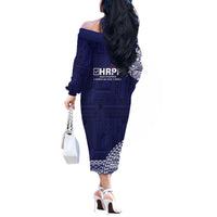 Samoa HRPP Off The Shoulder Long Sleeve Dress Samoan Motif Patterns - Polynesian Pride