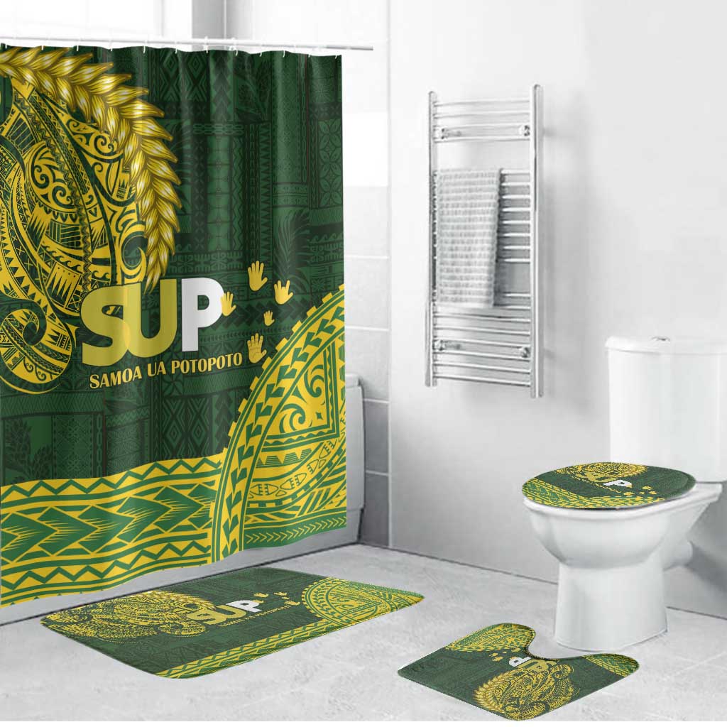 Samoa SUP Bathroom Set Samoan Motif Patterns LT9 Bathroom Set (4 pcs) Green - Polynesian Pride