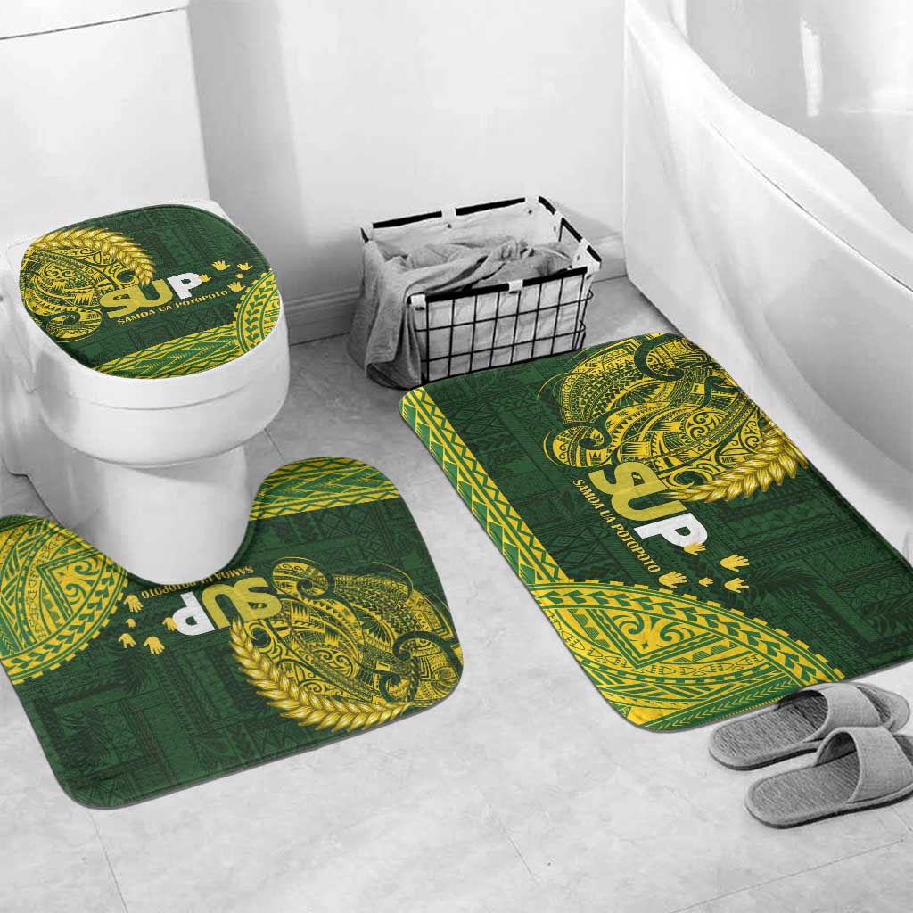 Samoa SUP Bathroom Set Samoan Motif Patterns LT9 Mat Set Only (3 pcs) One Size Green - Polynesian Pride