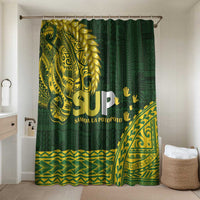 Samoa SUP Bathroom Set Samoan Motif Patterns LT9 Shower Curtain Only Green - Polynesian Pride