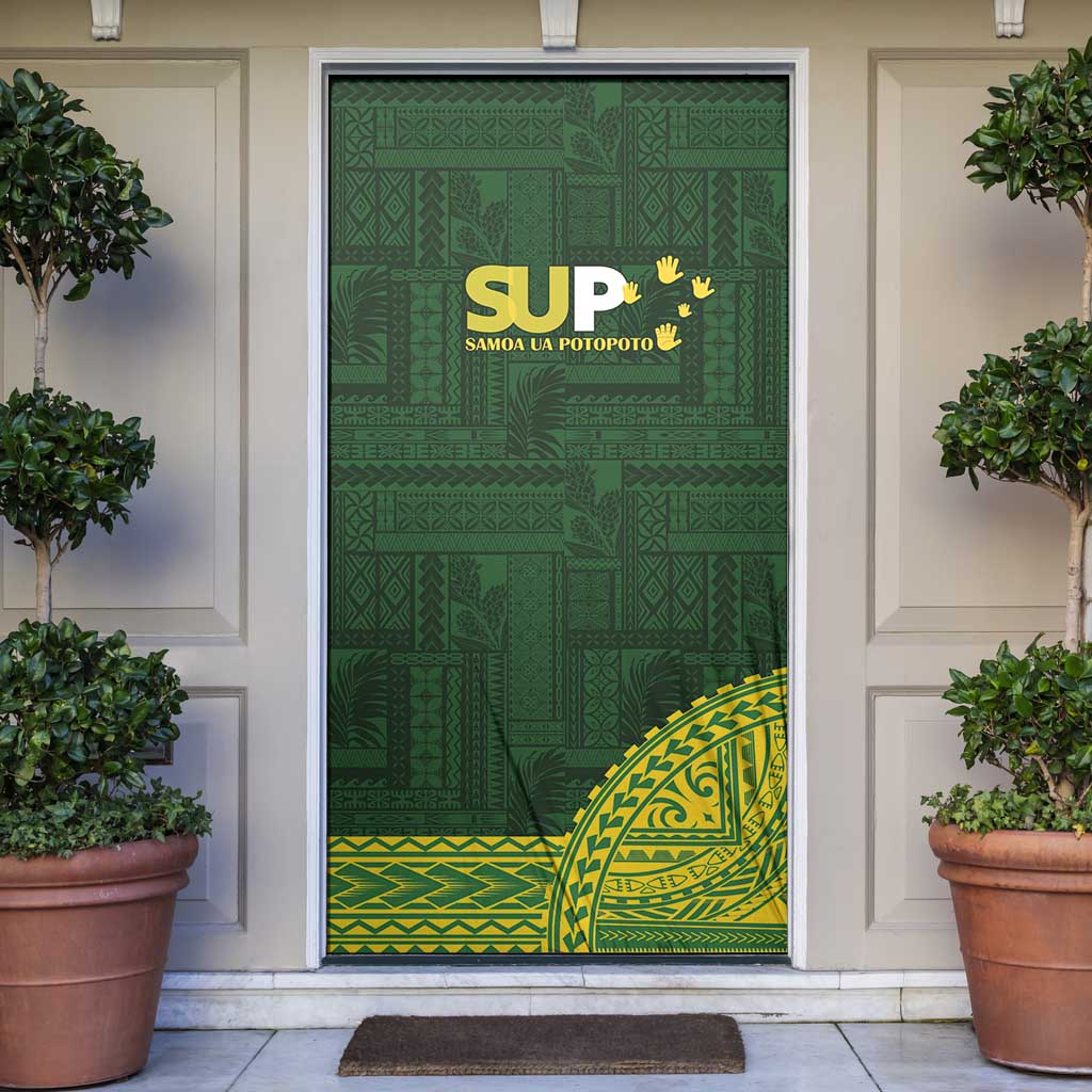 Samoa SUP Door Cover Samoan Motif Patterns LT9 Green - Polynesian Pride