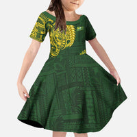 Samoa SUP Family Matching Off The Shoulder Long Sleeve Dress and Hawaiian Shirt Samoan Motif Patterns - Polynesian Pride