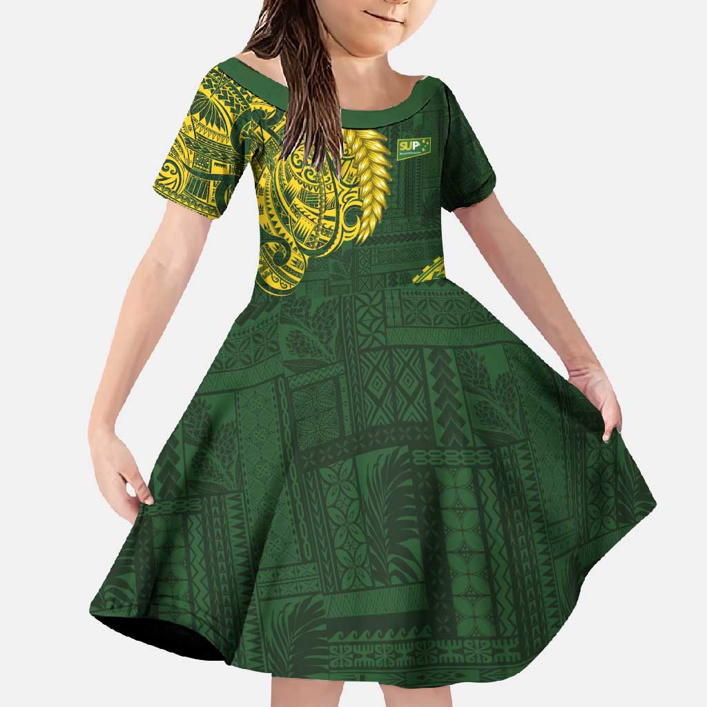 Samoa SUP Family Matching Short Sleeve Bodycon Dress and Hawaiian Shirt Samoan Motif Patterns - Polynesian Pride