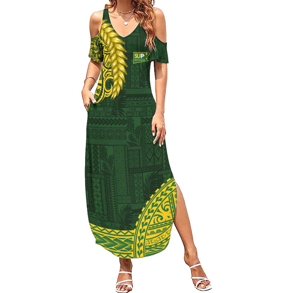 Samoa SUP Family Matching Summer Maxi Dress and Hawaiian Shirt Samoan Motif Patterns - Polynesian Pride
