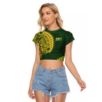 Samoa SUP Raglan Cropped T Shirt Samoan Motif Patterns - Polynesian Pride
