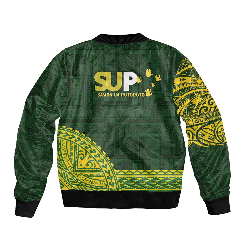 Samoa SUP Sleeve Zip Bomber Jacket Samoan Motif Patterns LT9 - Polynesian Pride