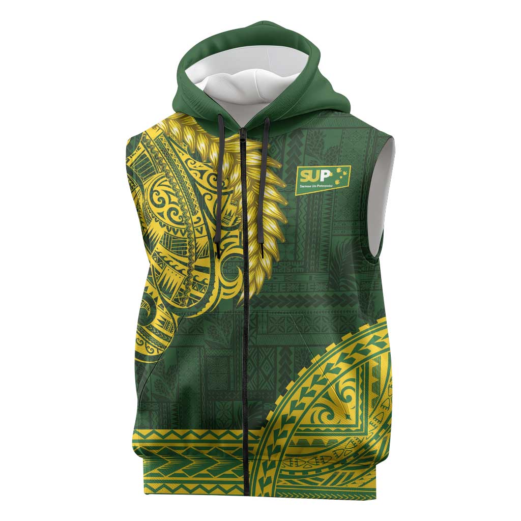 Samoa SUP Sleeveless Zip Hoodie Samoan Motif Patterns - Polynesian Pride