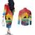 Personalised Torba PNG Day Couples Matching Off The Shoulder Long Sleeve Dress and Long Sleeve Button Shirt Oro Tapa Pattern - Polynesian Pride