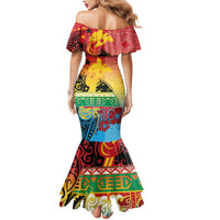 Personalised Torba PNG Day Family Matching Mermaid Dress and Hawaiian Shirt Oro Tapa Pattern - Polynesian Pride