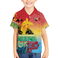 Personalised Torba PNG Day Family Matching Off The Shoulder Long Sleeve Dress and Hawaiian Shirt Oro Tapa Pattern - Polynesian Pride