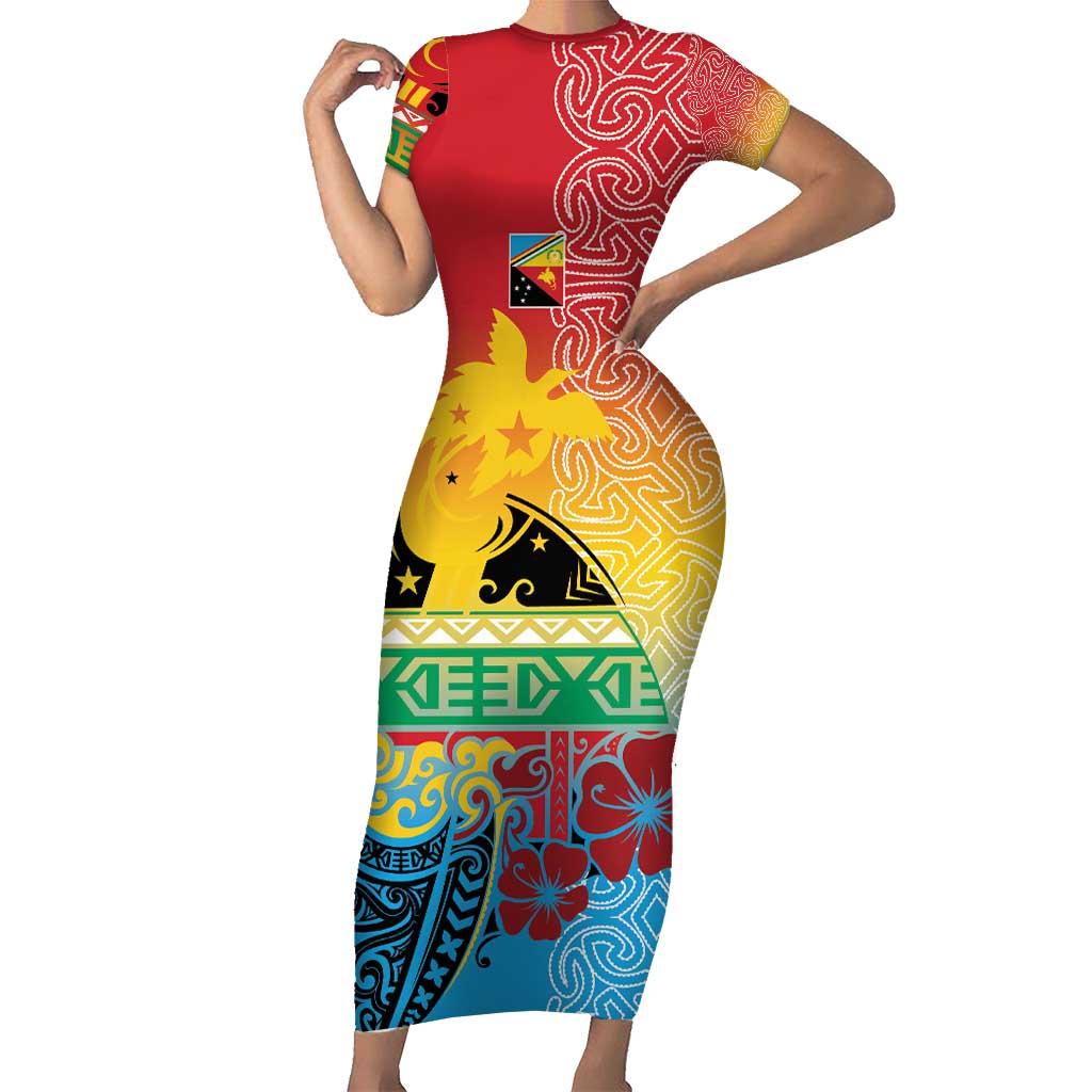 Personalised Torba PNG Day Family Matching Short Sleeve Bodycon Dress and Hawaiian Shirt Oro Tapa Pattern - Polynesian Pride