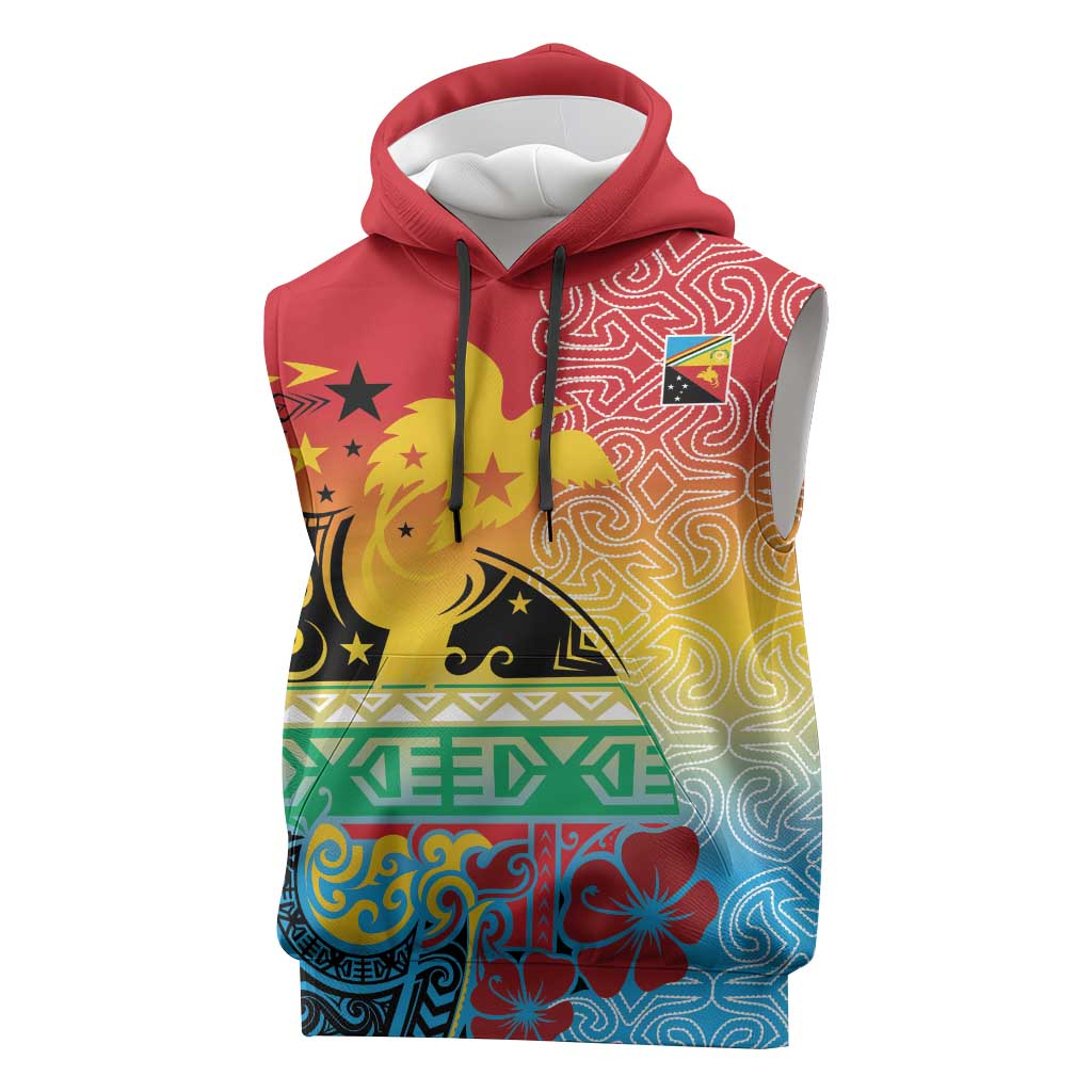 Personalised Torba PNG Day Sleeveless Hoodie Oro Tapa Pattern - Polynesian Pride
