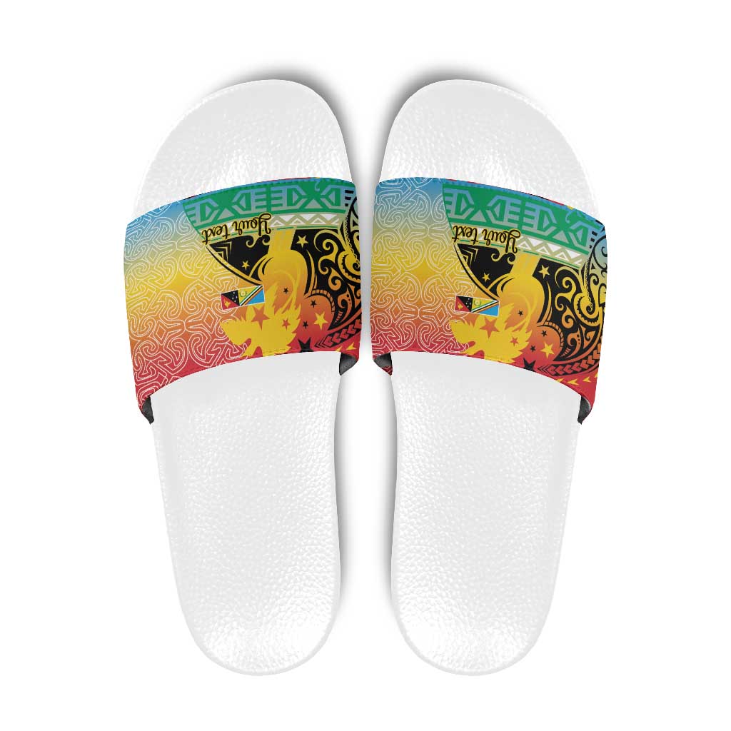 Personalised Torba PNG Day Slide Sandals Oro Tapa Pattern - Polynesian Pride
