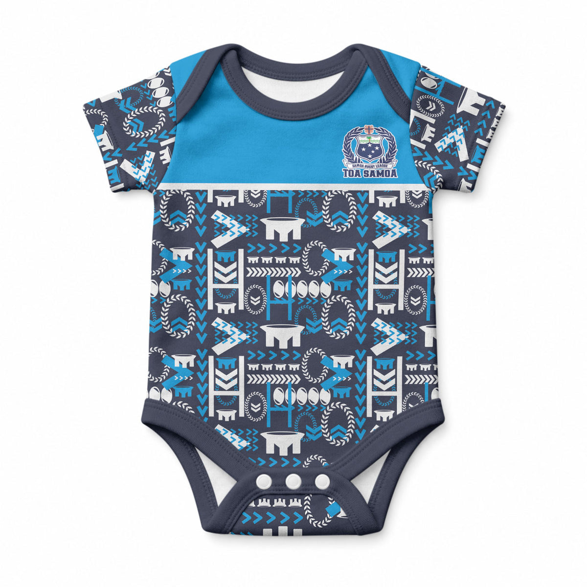Samoan Warrior Island Heritage Baby Onesie Ocean Island Geometry Blue Style LT9 Blue - Polynesian Pride