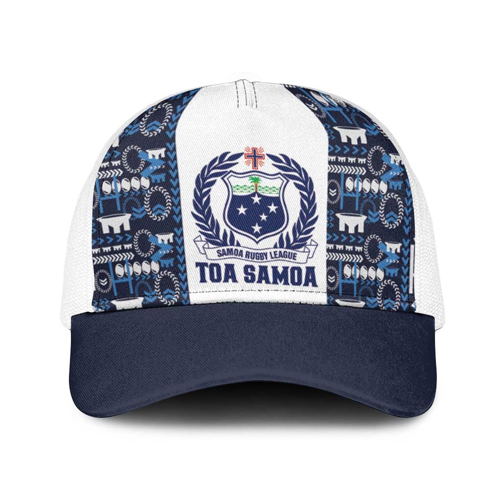 Samoan Warrior Island Heritage Baseball Net Cap Ocean Island Geometry Blue Style LT9 One Size White Blue - Polynesian Pride