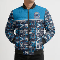 Samoan Warrior Island Heritage Bomber Puffer Jacket Ocean Island Geometry Blue Style LT9 - Polynesian Pride