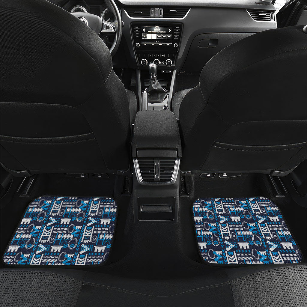 Samoan Warrior Island Heritage Car Mats Ocean Island Geometry Blue Style LT9 Set 2pcs - Back Blue - Polynesian Pride