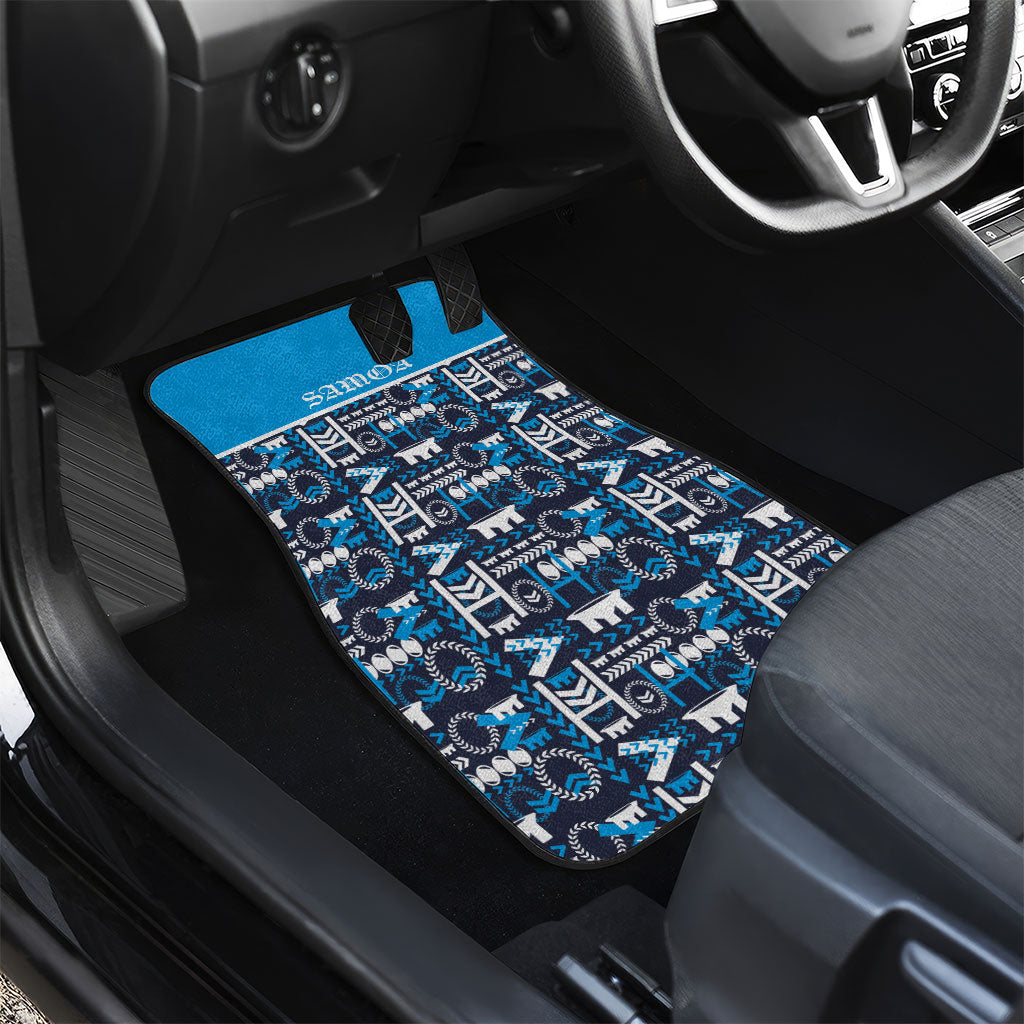 Samoan Warrior Island Heritage Car Mats Ocean Island Geometry Blue Style LT9 - Polynesian Pride