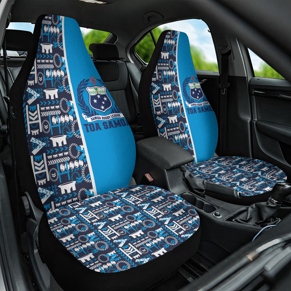 Samoan Warrior Island Heritage Car Seat Cover Ocean Island Geometry Blue Style LT9 One Size Blue - Polynesian Pride