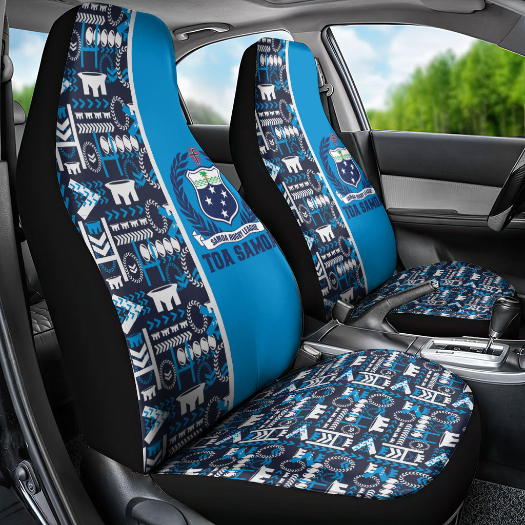 Samoan Warrior Island Heritage Car Seat Cover Ocean Island Geometry Blue Style LT9 - Polynesian Pride