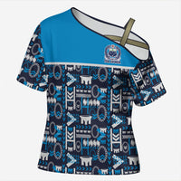 Samoan Warrior Island Heritage Cross Shoulder Shirt Ocean Island Geometry Blue Style LT9 Female Blue - Polynesian Pride